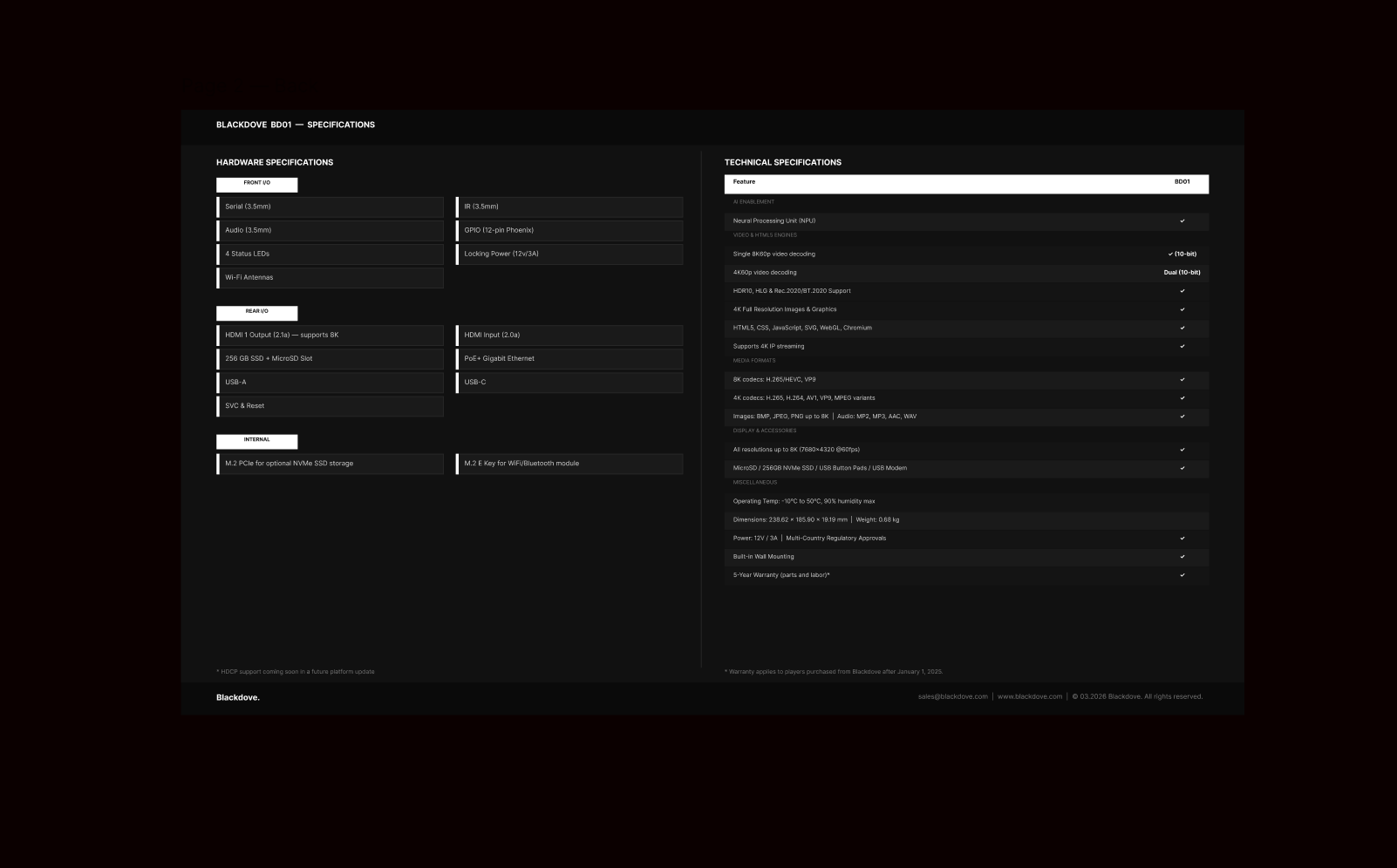 BD01: 4K 60FPS  256GB SSD (UH1145)